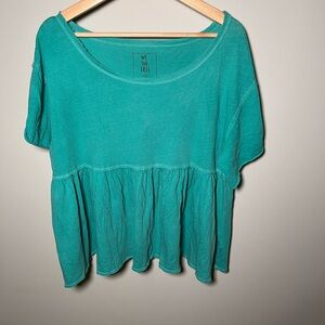 We The Free Oversized Teal Short Sleeve Peplum Top size small